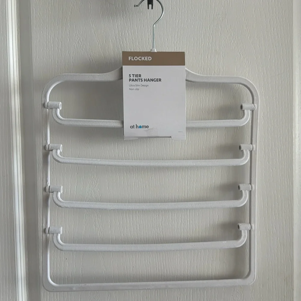 Flocked White No-Slip Flocked Pant Hanger